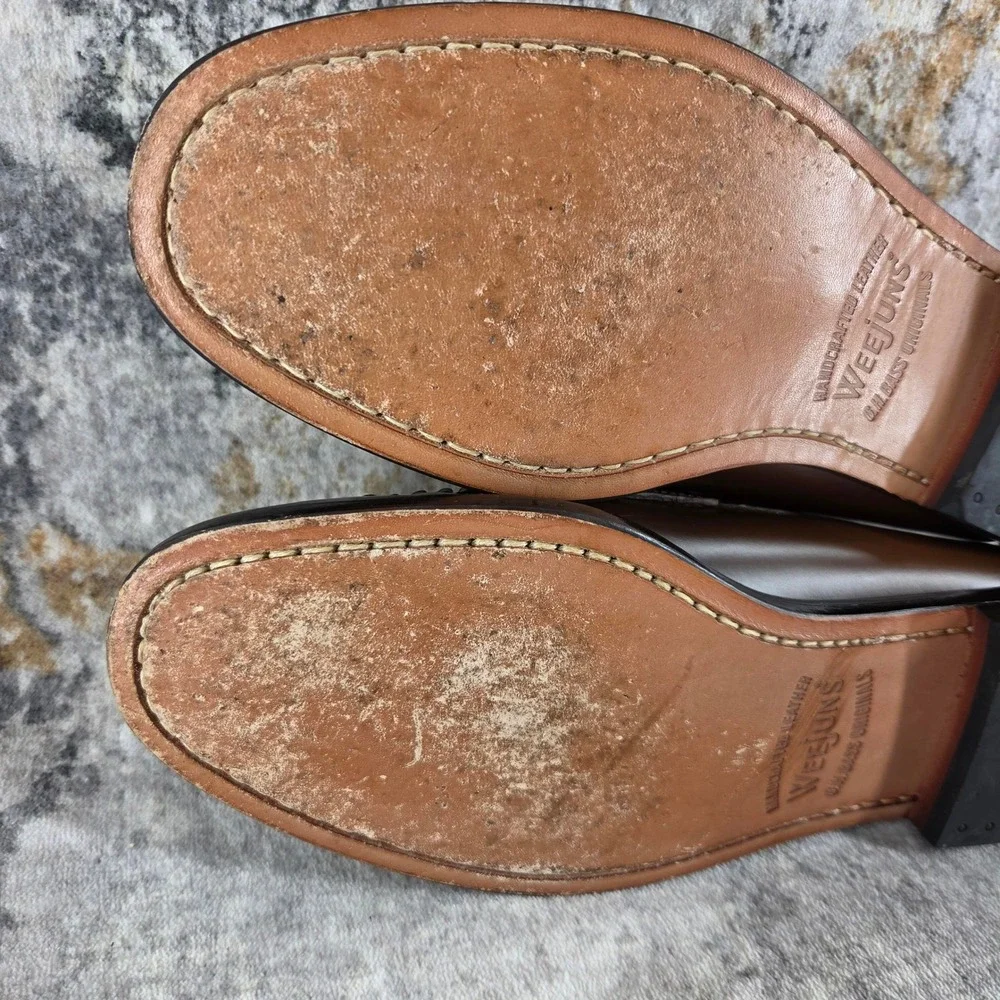 GH Bass Logan Weejuns Penny Loafers Mens 9.5 D Wide Brown Leather Slip On